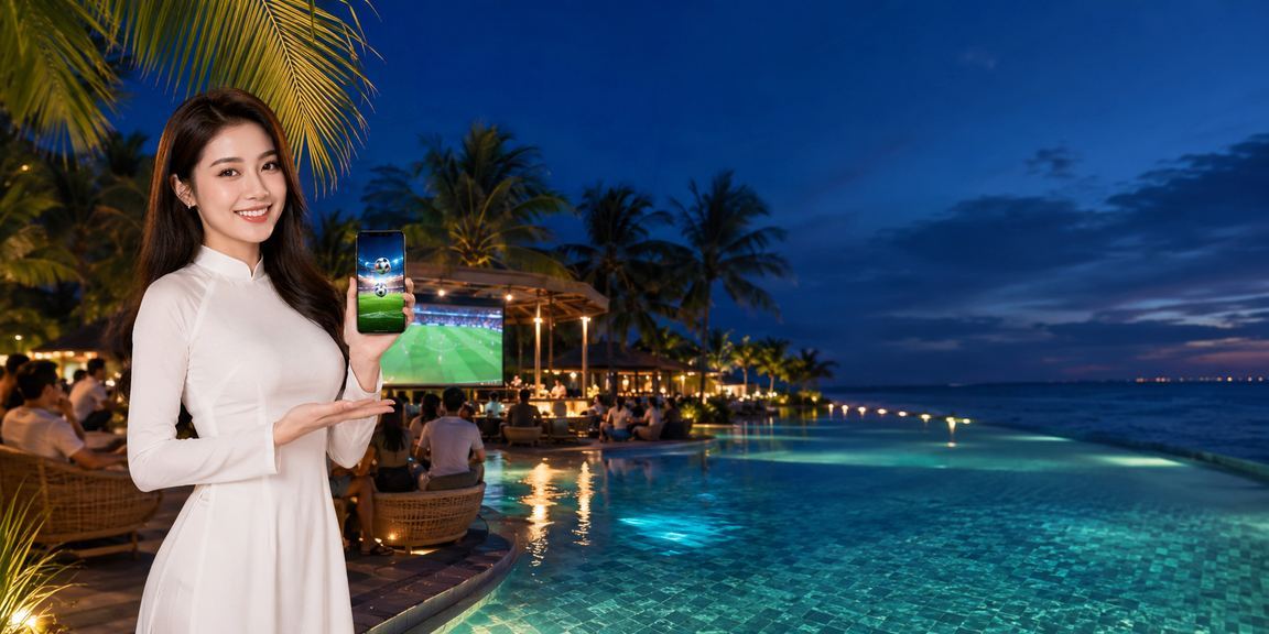 Người hâm mộ bóng đá theo dõi tỷ lệ kèo trận đấu tại bãi biển Mũi Né